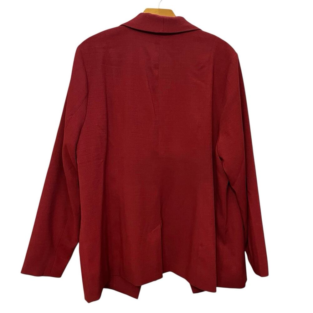 Torrid Studio Pique Classic Fit Blazer 1X Open Front Long Line Rhubarb Red Woven - Picture 3 of 6